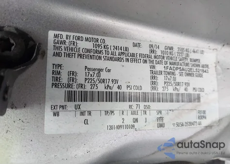 2014 Ford C-Max Hybrid Se z USA, uszkodzony, nr VIN 1FADP5AU2EL521843